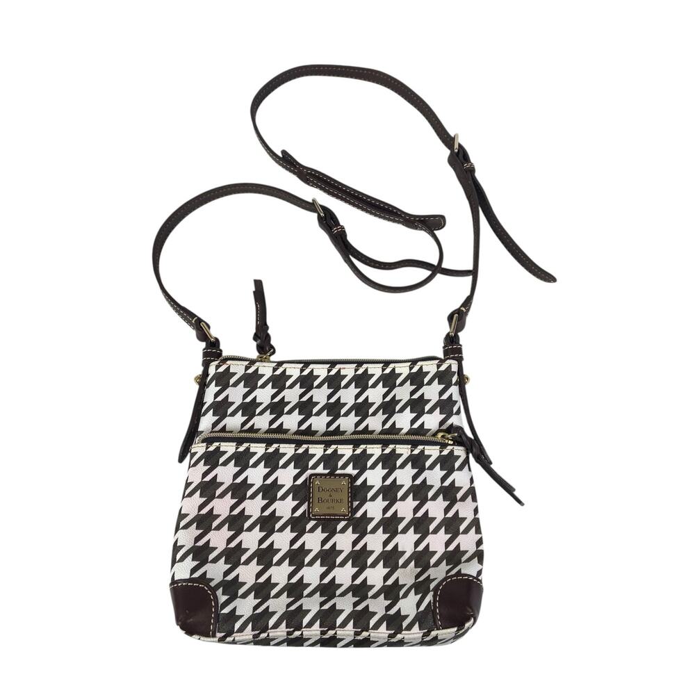 Douney and Bourke Brown Houndstooth Crossbody Shoulder Bag